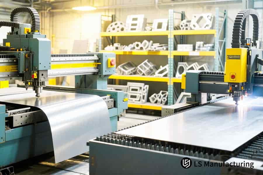 用于工业原型制造服务的精密激光切割钢和钛板。