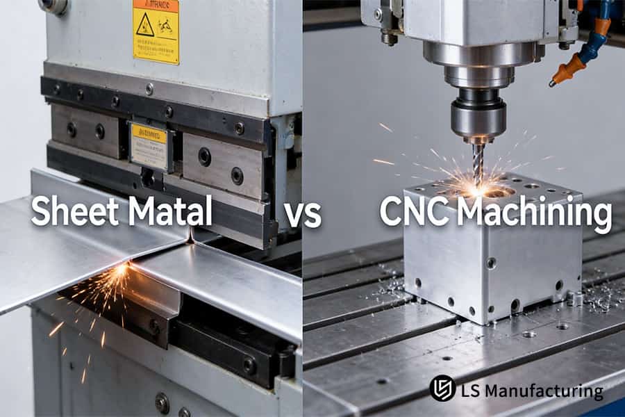 تشكل تثقيب الصفائح المعدنية مصفوفات ثقب في AL 5052 بينما تقوم الآلات CNC بالحفر AL 6061-T6 رؤساء التركيب.