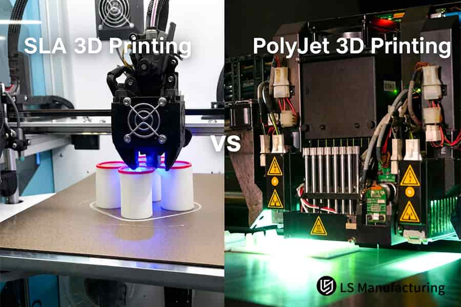 طباعة SLA ثلاثية الأبعاد تعالج الراتنج بينما تقوم PolyJet بنفث المواد المرنة في وقت واحد.