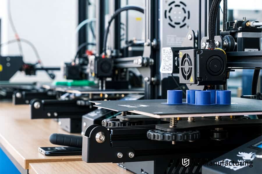 تنتج الطباعة ثلاثية الأبعاد SLS نماذج أولية وظيفية متعددة من النايلون الأزرق للتحقق من تطوير المنتج.