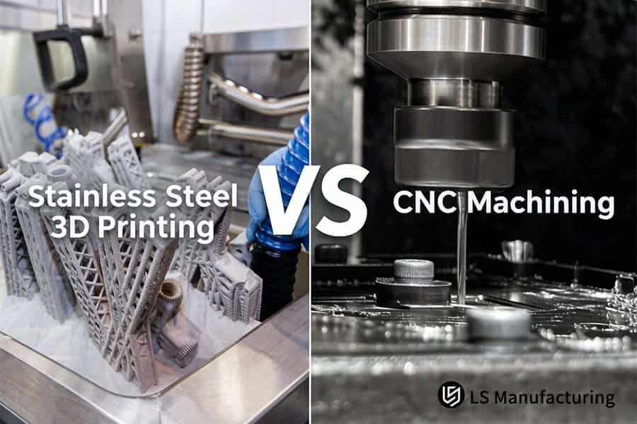 L'impression 3D en acier inoxydable par rapport à l'usinage CNC supprime les supports imprimés et tourne les composants métalliques cylindriques.