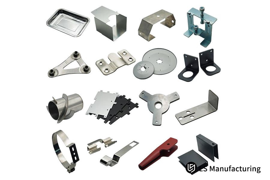 An assortment of stainless steel stamping parts.