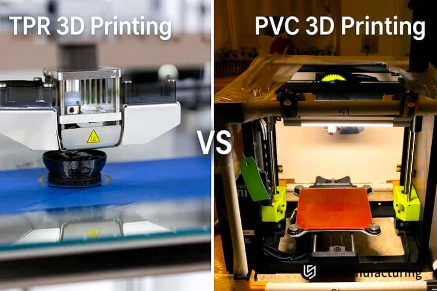 TPR and PVC flexible filaments are compared for 3D printing black soft gaskets requiring high elasticity.