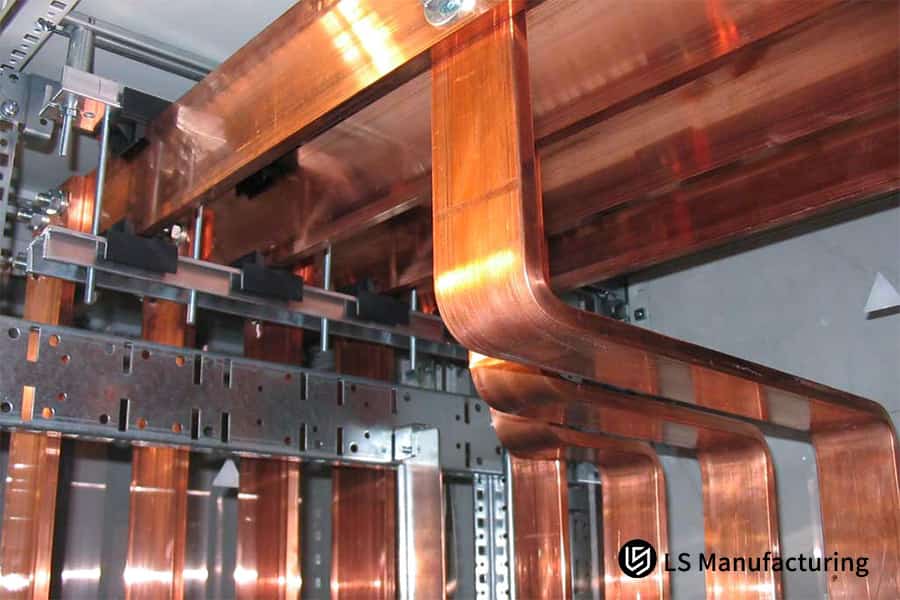 electrical copper parts on a test panel